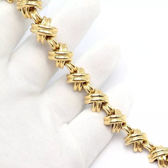 Vintage! Tiffany & Co. 18k Yellow Gold Large X Classic Signature Necklace - Picture 10 of 12